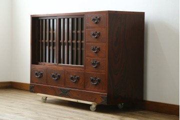 中古　美品　岩谷堂箪笥　力強い木目が魅力のサイドボード　(R-077469)