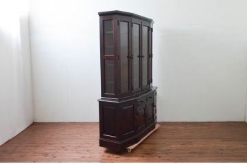 中古　美品　希少な廃盤品　北海道民芸家具　OM151　重厚感と気品漂うキャビネット(食器棚、飾り棚、収納棚、戸棚)(定価約80万円)(R-077471)