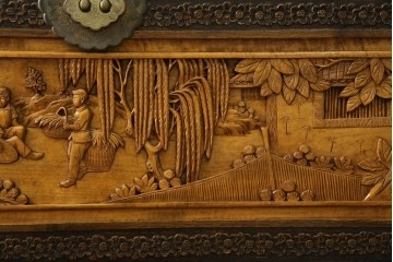 アジアンヴィンテージ　全面に施された彫刻が豪華なトランク　(R-077472)