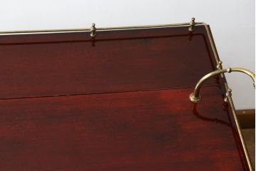 中古　イタリア高級家具　アルド・トゥーラ(ALDO TURA)　シックで艶のある色合いが目を惹くキッチンワゴン(トロリーワゴン、トローリー、ワゴンテーブル、エクステンションテーブル)(R-077473)