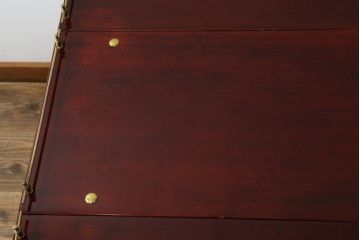 中古　イタリア高級家具　アルド・トゥーラ(ALDO TURA)　シックで艶のある色合いが目を惹くキッチンワゴン(トロリーワゴン、トローリー、ワゴンテーブル、エクステンションテーブル)(R-077473)