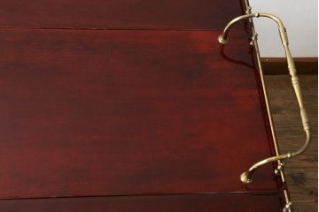 中古　イタリア高級家具　アルド・トゥーラ(ALDO TURA)　シックで艶のある色合いが目を惹くキッチンワゴン(トロリーワゴン、トローリー、ワゴンテーブル、エクステンションテーブル)(R-077473)