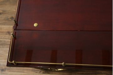 中古　イタリア高級家具　アルド・トゥーラ(ALDO TURA)　シックで艶のある色合いが目を惹くキッチンワゴン(トロリーワゴン、トローリー、ワゴンテーブル、エクステンションテーブル)(R-077473)