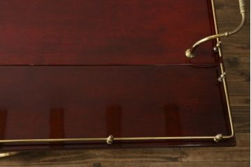 中古　イタリア高級家具　アルド・トゥーラ(ALDO TURA)　シックで艶のある色合いが目を惹くキッチンワゴン(トロリーワゴン、トローリー、ワゴンテーブル、エクステンションテーブル)(R-077473)