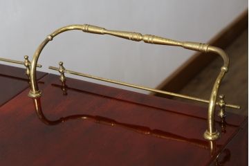 中古　イタリア高級家具　アルド・トゥーラ(ALDO TURA)　シックで艶のある色合いが目を惹くキッチンワゴン(トロリーワゴン、トローリー、ワゴンテーブル、エクステンションテーブル)(R-077473)