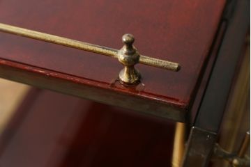 中古　イタリア高級家具　アルド・トゥーラ(ALDO TURA)　シックで艶のある色合いが目を惹くキッチンワゴン(トロリーワゴン、トローリー、ワゴンテーブル、エクステンションテーブル)(R-077473)
