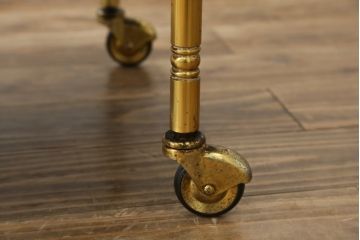 中古　イタリア高級家具　アルド・トゥーラ(ALDO TURA)　シックで艶のある色合いが目を惹くキッチンワゴン(トロリーワゴン、トローリー、ワゴンテーブル、エクステンションテーブル)(R-077473)