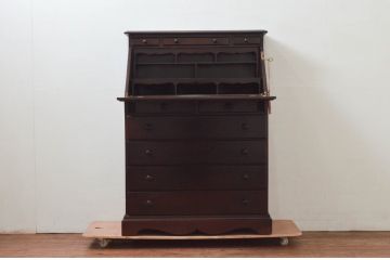 アメリカビンテージ　高級品!!　アダムビート(Adam Bede)　シンプルでクラシカルな佇まいが魅力的なライティングビューロー(簿記机、ワークデスク、サイドチェスト、在宅用、在宅ワーク用、ヴィンテージ)(R-077475)