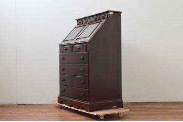 アメリカビンテージ　高級品!!　アダムビート(Adam Bede)　シンプルでクラシカルな佇まいが魅力的なライティングビューロー(簿記机、ワークデスク、サイドチェスト、在宅用、在宅ワーク用、ヴィンテージ)(R-077475)