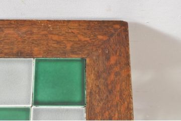 イギリスアンティーク　オーク材　タイルトップと脚のデザインがお洒落なサイドテーブル(花台、飾り台、英国)(R-077520)