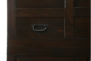和製アンティーク　美品　美濃地方　檜(ヒノキ)材　希少な手すり付き二段重ね階段箪笥　(R-077534)