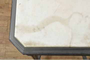 フランスアンティーク　天板大理石　挽き物脚と彫刻が優雅なサイドテーブル(エンドテーブル、ナイトテーブル、飾り台、花台)(R-077550)