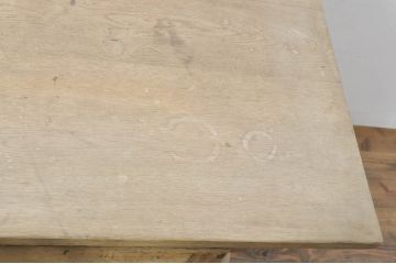 フランスアンティーク　オーク材　重厚なバルボスレッグの引き出し付き展示台(作業台、ワークテーブル、ワークデスク、平机、ダイニングテーブル、食卓、飾り台、花台、陳列台、在宅用、在宅ワーク用)(R-077554)