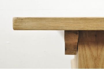 フランスアンティーク　オーク材　重厚なバルボスレッグの引き出し付き展示台(作業台、ワークテーブル、ワークデスク、平机、ダイニングテーブル、食卓、飾り台、花台、陳列台、在宅用、在宅ワーク用)(R-077554)