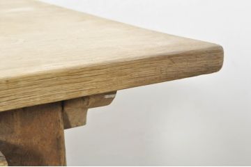 フランスアンティーク　オーク材　重厚なバルボスレッグの引き出し付き展示台(作業台、ワークテーブル、ワークデスク、平机、ダイニングテーブル、食卓、飾り台、花台、陳列台、在宅用、在宅ワーク用)(R-077554)