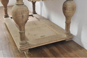フランスアンティーク　オーク材　重厚なバルボスレッグの引き出し付き展示台(作業台、ワークテーブル、ワークデスク、平机、ダイニングテーブル、食卓、飾り台、花台、陳列台、在宅用、在宅ワーク用)(R-077554)