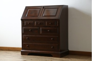 中古　美品　松本民芸家具　T型　シックで上品な佇まいが魅力のライティングビューロー(簿記机)　定価約46万円相当　(R-077556)
