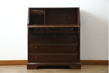 中古　美品　松本民芸家具　T型　シックで上品な佇まいが魅力のライティングビューロー(簿記机)　定価約46万円相当　(R-077556)
