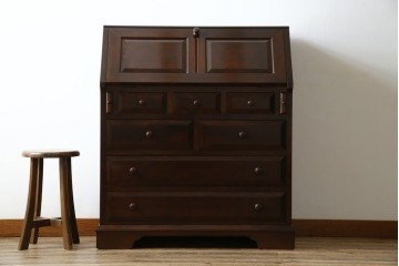 中古　美品　松本民芸家具　T型　シックで上品な佇まいが魅力のライティングビューロー(簿記机)　定価約46万円相当　(R-077556)