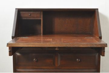 中古　美品　松本民芸家具　T型　シックで上品な佇まいが魅力のライティングビューロー(ワークデスク、簿記机、在宅用、在宅ワーク用、収納棚、戸棚)(定価約46万円)(R-077556)