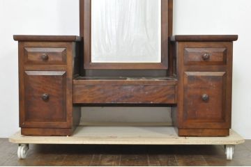 中古　美品　松本民芸家具　M型一面鏡　直線的なデザインが美しい鏡台(ドレッサー、ミラー)(定価約26万円)(R-077557)