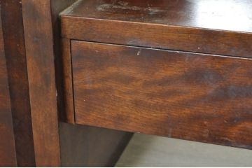 中古　美品　松本民芸家具　M型一面鏡　直線的なデザインが美しい鏡台(ドレッサー、ミラー)(定価約26万円)(R-077557)
