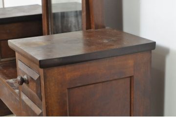 中古　美品　松本民芸家具　M型一面鏡　直線的なデザインが美しい鏡台(ドレッサー、ミラー)(定価約26万円)(R-077557)
