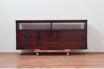 中古　美品!!　欅産業　仙台民芸箪笥(仙台箪笥)　和モダンな空間づくりにおすすめのテレビボード(テレビ台、ローボード、リビングボード、収納棚、戸棚)(定価約35万円)(R-077600)