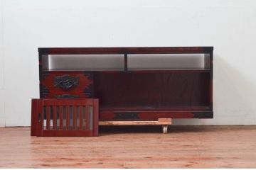 中古　美品!!　欅産業　仙台民芸箪笥(仙台箪笥)　和モダンな空間づくりにおすすめのテレビボード(テレビ台、ローボード、リビングボード、収納棚、戸棚)(定価約35万円)(R-077600)