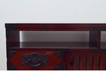 中古　美品!!　欅産業　仙台民芸箪笥(仙台箪笥)　和モダンな空間づくりにおすすめのテレビボード(テレビ台、ローボード、リビングボード、収納棚、戸棚)(定価約35万円)(R-077600)