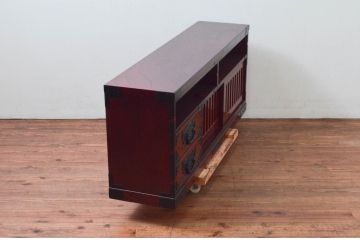 中古　美品!!　欅産業　仙台民芸箪笥(仙台箪笥)　和モダンな空間づくりにおすすめのテレビボード(テレビ台、ローボード、リビングボード、収納棚、戸棚)(定価約35万円)(R-077600)