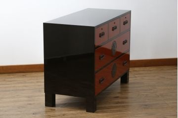 中古　超美品!!　二本松工藝館　田中家具　和モダンなお部屋づくりにおすすめの33胴厚総桐チェスト(総桐箪笥、サイドボード、サイドチェスト、和タンス、整理箪笥、収納箪笥、引き出し)(定価約60万円)(R-077603)
