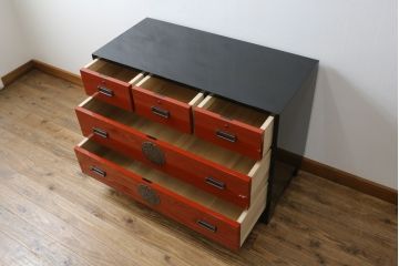 中古　超美品!!　二本松工藝館　田中家具　和モダンなお部屋づくりにおすすめの33胴厚総桐チェスト(総桐箪笥、サイドボード、サイドチェスト、和タンス、整理箪笥、収納箪笥、引き出し)(定価約60万円)(R-077603)