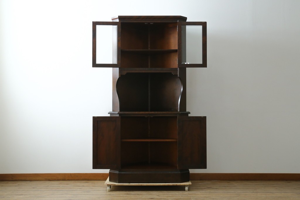 中古　北海道民芸家具　#145　和洋どちらの空間にも馴染むシックな隅棚　(R-077606)