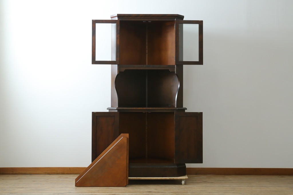 中古　北海道民芸家具　#145　和洋どちらの空間にも馴染むシックな隅棚　(R-077606)