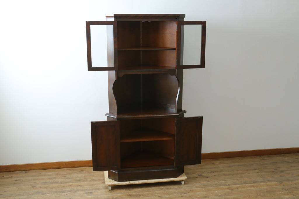 中古　北海道民芸家具　#145　和洋どちらの空間にも馴染むシックな隅棚　(R-077606)