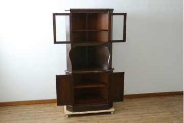 中古　北海道民芸家具　#145　和洋どちらの空間にも馴染むシックな隅棚　(R-077606)