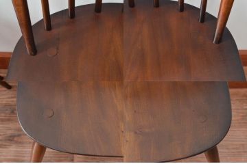 イギリスビンテージ　ERCOL(アーコール)　落ち着いた色味とシンプルなデザインが魅力的なフープバックチェア3脚セット(ダイニングチェア、ウィンザーチェア、ウインザーチェア、ワークチェア、板座チェア、椅子、イス、ヴィンテージ、英国、北欧)(R-077612)