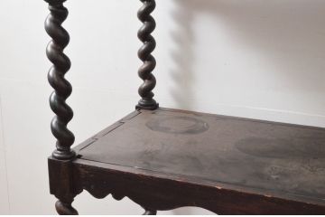 フランスアンティーク　オーク材　美しく伸びたツイストピラーが目を惹く特大シェルフ(飾り棚、陳列棚、オープンラック、店舗什器)(R-077614)