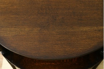 イギリスアンティーク　オーク材　ハーフムーン型のモンクスベンチ　(R-077621)