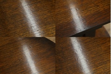 イギリスアンティーク　オーク材　ハーフムーン型のモンクスベンチ　(R-077621)