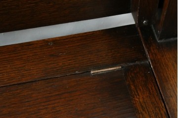 イギリスアンティーク　オーク材　ハーフムーン型のモンクスベンチ　(R-077621)