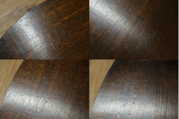 イギリスアンティーク　オーク材　ハーフムーン型のモンクスベンチ　(R-077621)