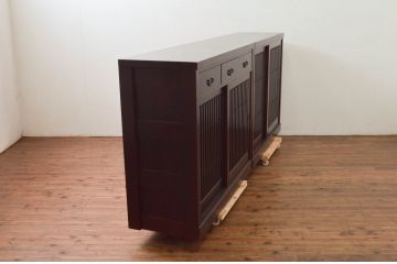 中古　タモ材　上質な和の空間を演出する水屋箪笥サイドボードセット(サイドキャビネット、収納棚、戸棚、食器棚、茶箪笥)(R-077624)