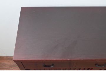 中古　タモ材　上質な和の空間を演出する水屋箪笥サイドボード(サイドキャビネット、収納棚、戸棚、食器棚、茶箪笥)(R-077625)