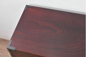 中古　美品!!　欅産業　漆塗り　仙台民芸箪笥(仙台箪笥)　KC-2000　力強い杢目が目を引く箪笥(小箪笥、収納タンス、チェスト、引き出し)(定価約43万円)(R-077627)