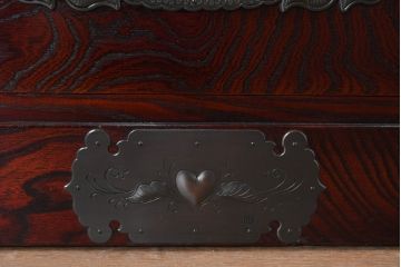 中古　美品!!　欅産業　漆塗り　仙台民芸箪笥(仙台箪笥)　KC-2000　力強い杢目が目を引く箪笥(小箪笥、収納タンス、チェスト、引き出し)(定価約43万円)(R-077627)