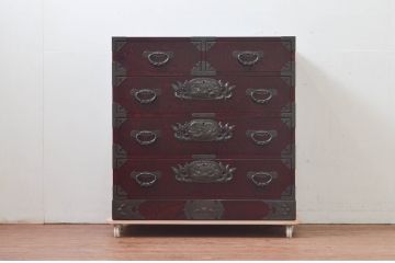 中古　美品!!　欅産業　漆塗り　仙台民芸箪笥(仙台箪笥)　KC-2000　力強い杢目が目を引く箪笥(小箪笥、収納タンス、チェスト、引き出し)(定価約43万円)(R-077627)