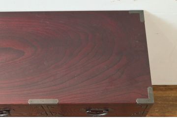 中古　美品!!　欅産業　漆塗り　仙台民芸箪笥(仙台箪笥)　KC-2000　力強い杢目が目を引く箪笥(小箪笥、収納タンス、チェスト、引き出し)(定価約43万円)(R-077627)