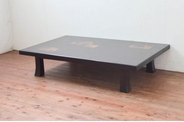 中古　美品!!　株式会社輪島工芸　輪島塗り　繊細な図柄が美しい蒔絵座卓(ローテーブル、センターテーブル、リビングテーブル)(定価約180万円)(R-077628)